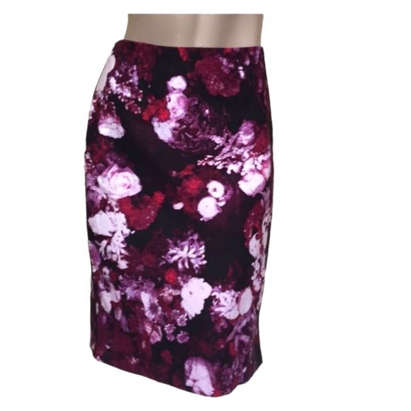 Adrianna Papell Purple Floral Pencil Skirt size 8 - Picture 2 of 4